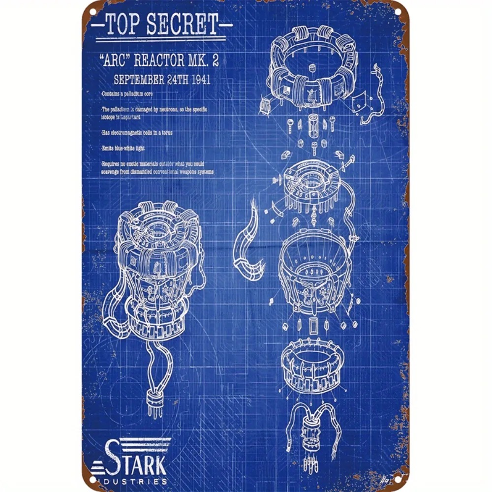Tech Office Wall Decor - CIFBUY ป้ายโลหะอลูมิเนียมสไตล์เรโทรอุตสาหกรรม 2D ลายซูเปอร์ฮีโร่ กันน้ำ ทนทาน