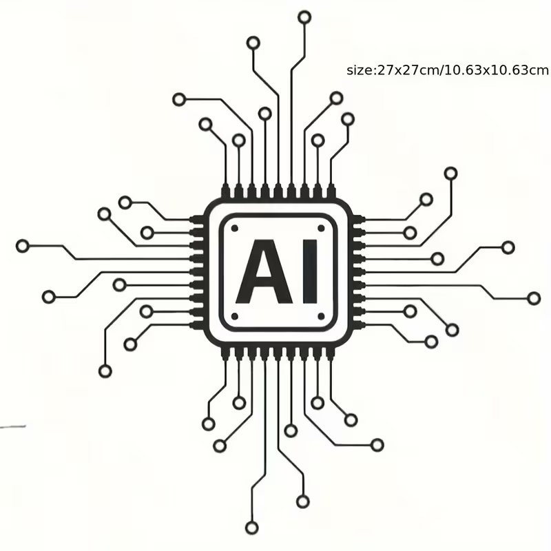 Tech Office Wall Decor - สติ๊กเกอร์ติดผนังไวนิลลายวงจรเทคโนโลยี AI - สติ๊กเกอร์แบบมีกาวในตัวสไตล์การ์ตูนแบบมันเงาสำหรับกระจก สำนักงาน และของตกแต่งบ้าน