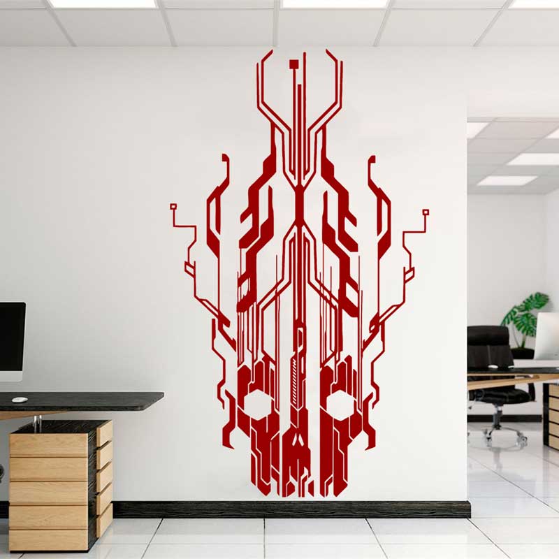 ชิปวงจร Tech Skull ไวนิลสติ๊กเ - Tech Office Wall Decor บทวิจารณ์และราคา