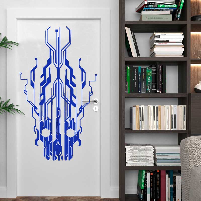 ชิปวงจร Tech Skull ไวนิลสติ๊กเ - Tech Office Wall Decor บทวิจารณ์และราคา