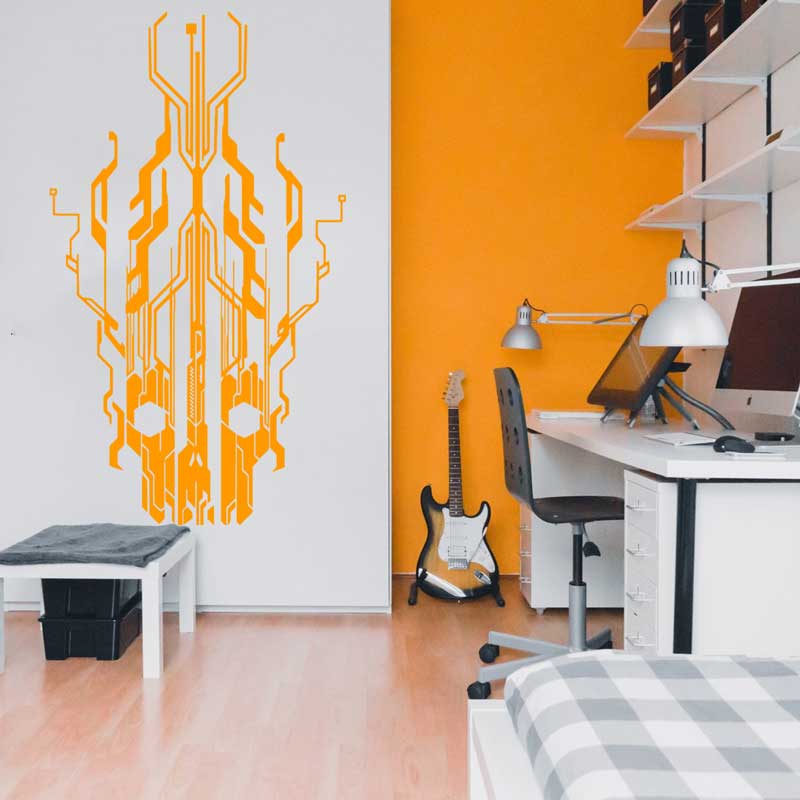 ชิปวงจร Tech Skull ไวนิลสติ๊กเ - Tech Office Wall Decor บทวิจารณ์และราคา