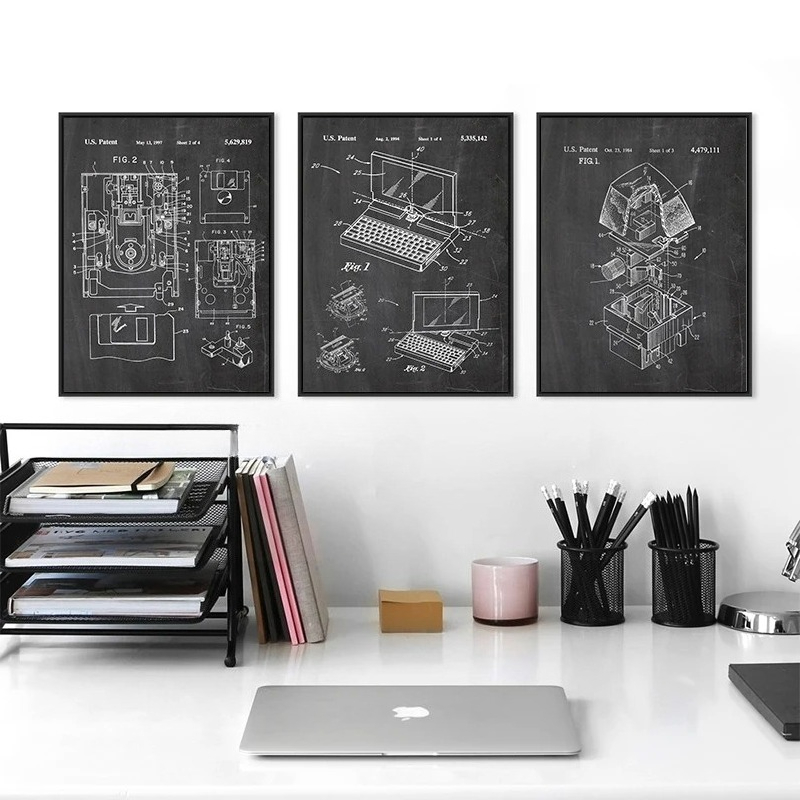 ชุดภาพศิลปะติดผนังลายสิทธิบัตร - Tech Office Wall Decor บทวิจารณ์และราคา