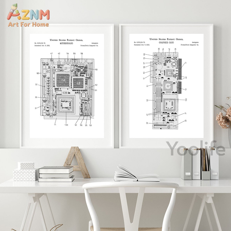 AZNM เมนบอร์ดคอมพิวเตอร์ ภาพวา - Tech Office Wall Decor บทวิจารณ์และราคา