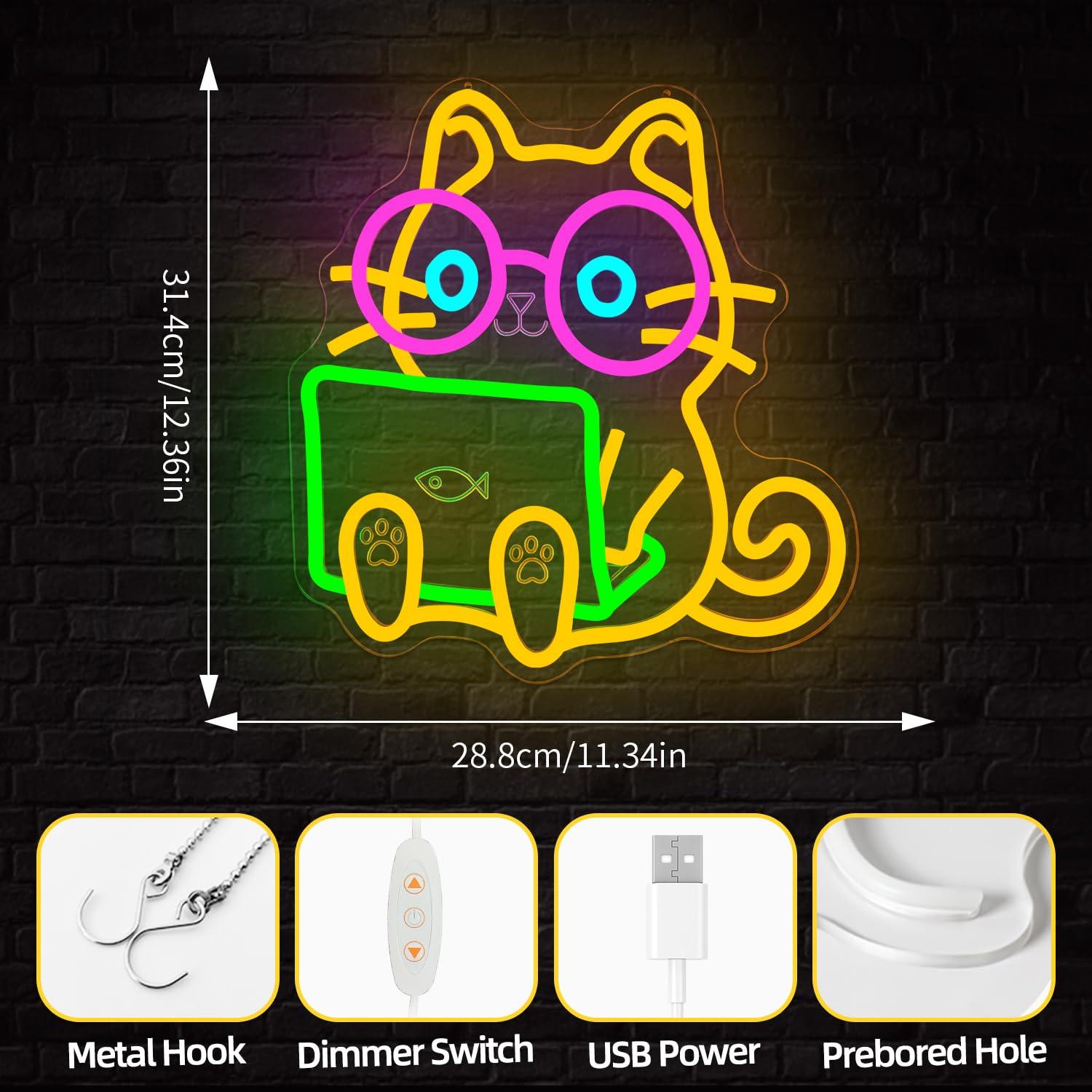 ป้ายไฟนีออนรูปแมวสำหรับแล็ปท็อ - Tech Office Wall Decor บทวิจารณ์และราคา