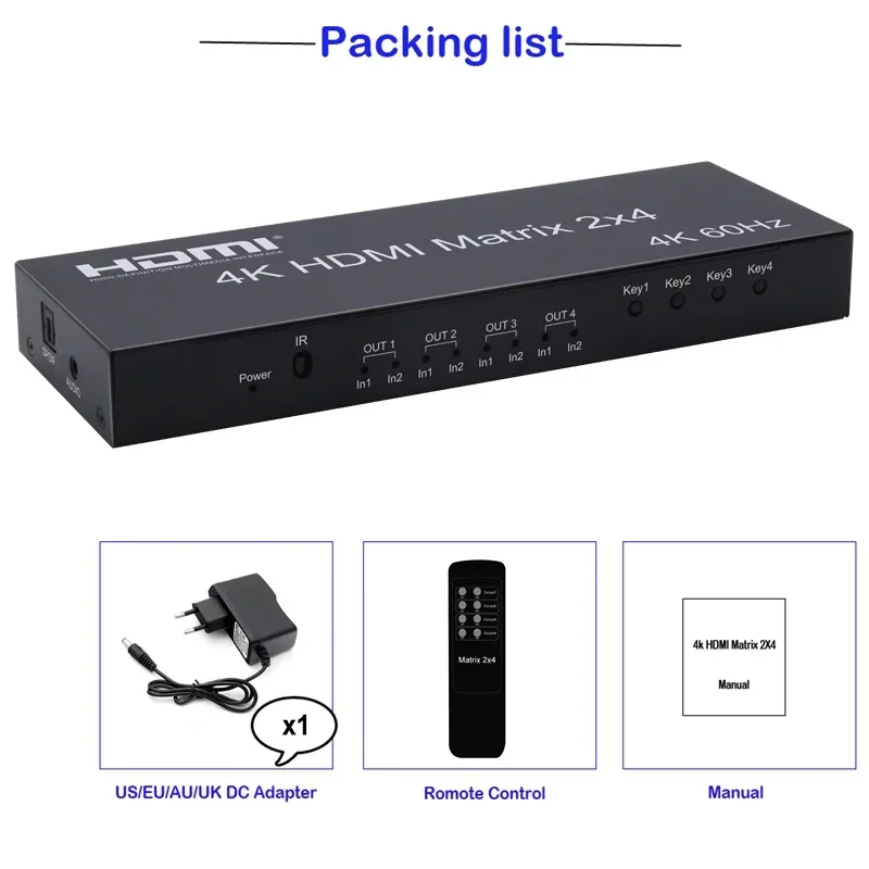 เมทริกซ์ HDMI 4K 60Hz 2x4 ตัวแ - Hdmi Matrix Switch บทวิจารณ์และราคา