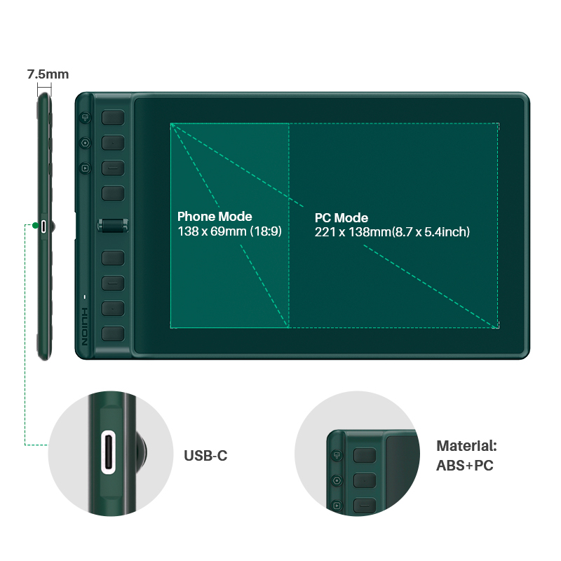 แท็บเล็ตกราฟิกหลายสี Huion Ins - Drawing Pad Signature บทวิจารณ์และราคา