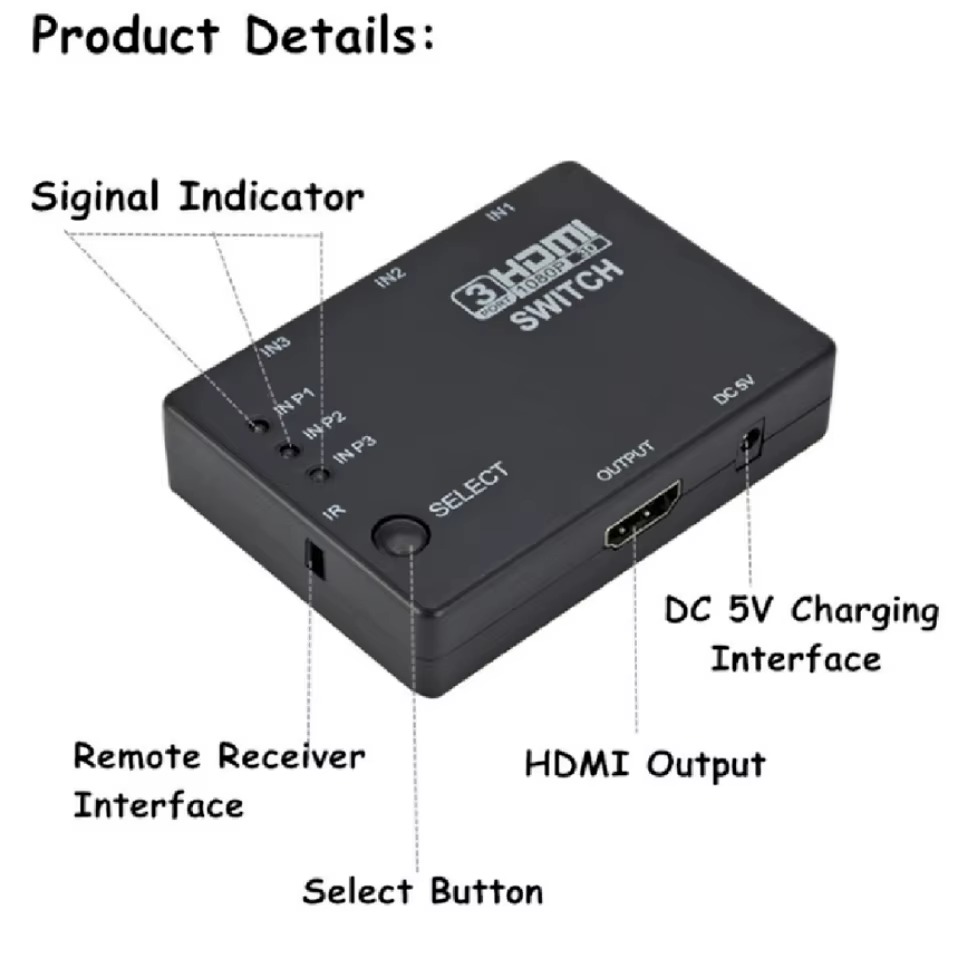 สวิตช์ HDMI 3x1 KVM สวิตช์ 108 - Hdmi Matrix Switch บทวิจารณ์และราคา