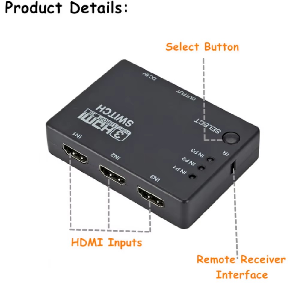 สวิตช์ HDMI 3x1 KVM สวิตช์ 108 - Hdmi Matrix Switch บทวิจารณ์และราคา
