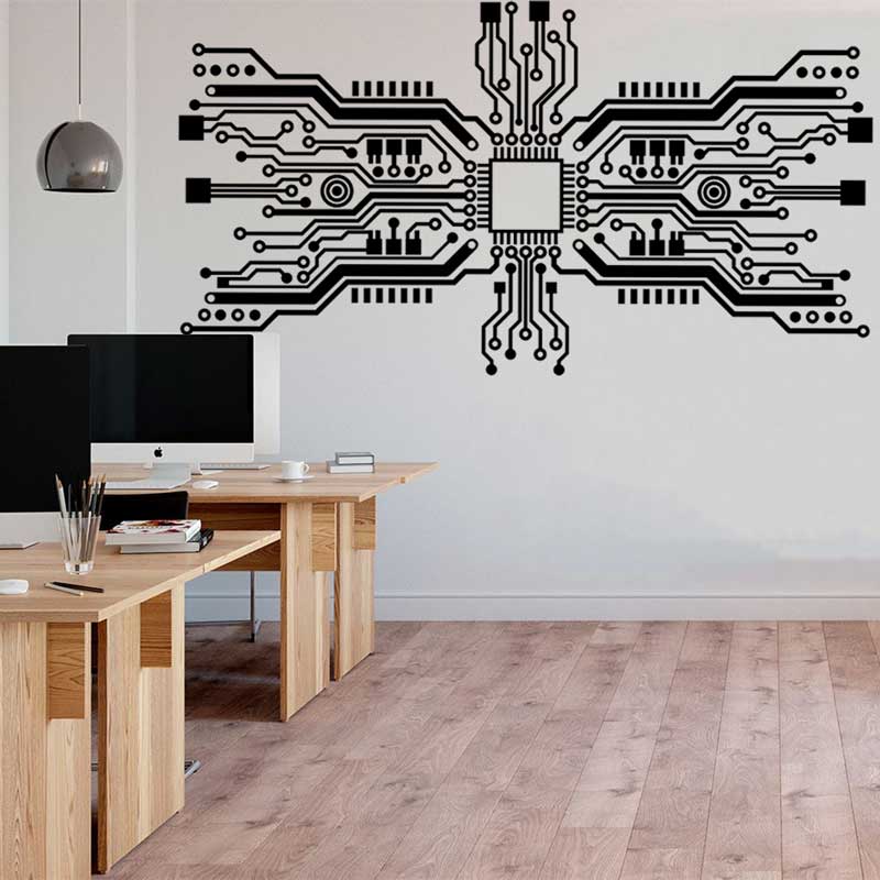 ชิปวงจรสติกเกอร์ติดผนังเทคโนโล - Tech Office Wall Decor บทวิจารณ์และราคา