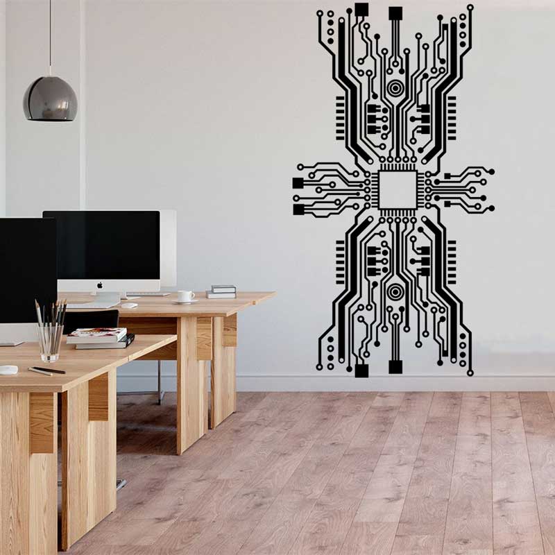 ชิปวงจรสติกเกอร์ติดผนังเทคโนโล - Tech Office Wall Decor บทวิจารณ์และราคา