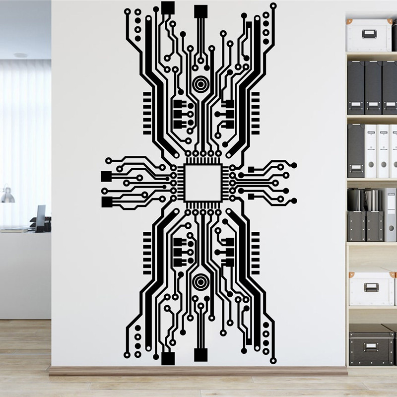 ชิปวงจรสติกเกอร์ติดผนังเทคโนโล - Tech Office Wall Decor บทวิจารณ์และราคา